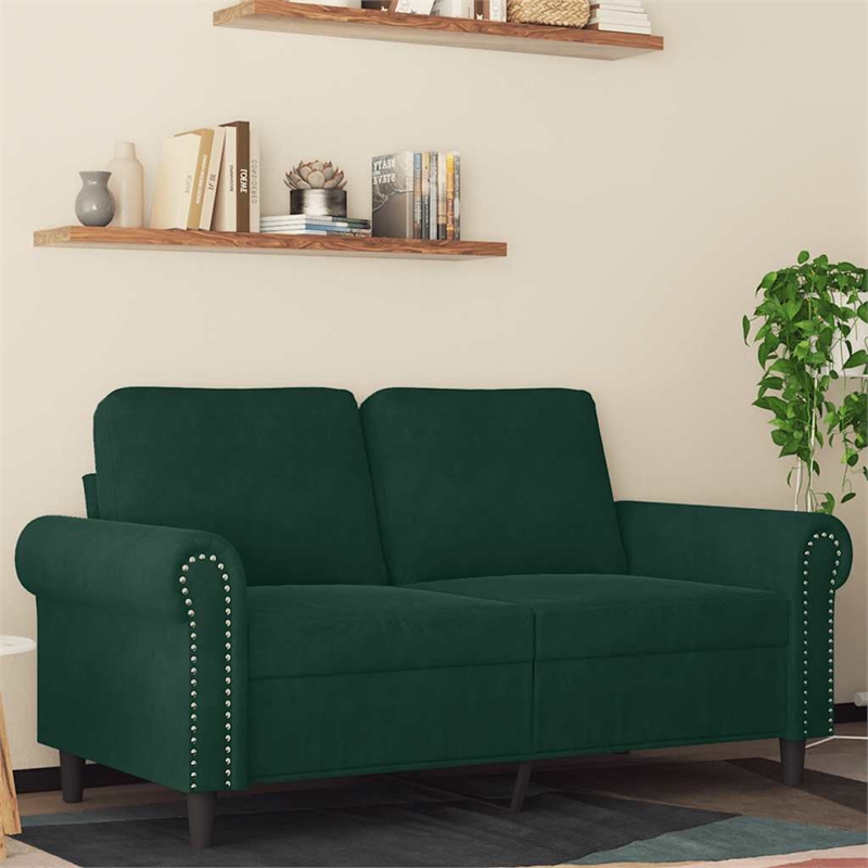Vidaxl Metal 2-Seater Sofa in Dark Green Polyester Velvet