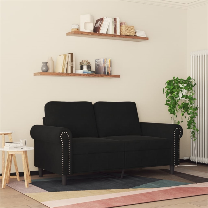 Vidaxl Metal 2-Seater Sofa in Black Velvet