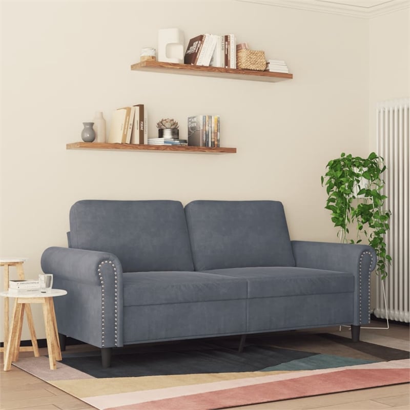 Vidaxl Metal 2-Seater Sofa in Dark Gray Polyester