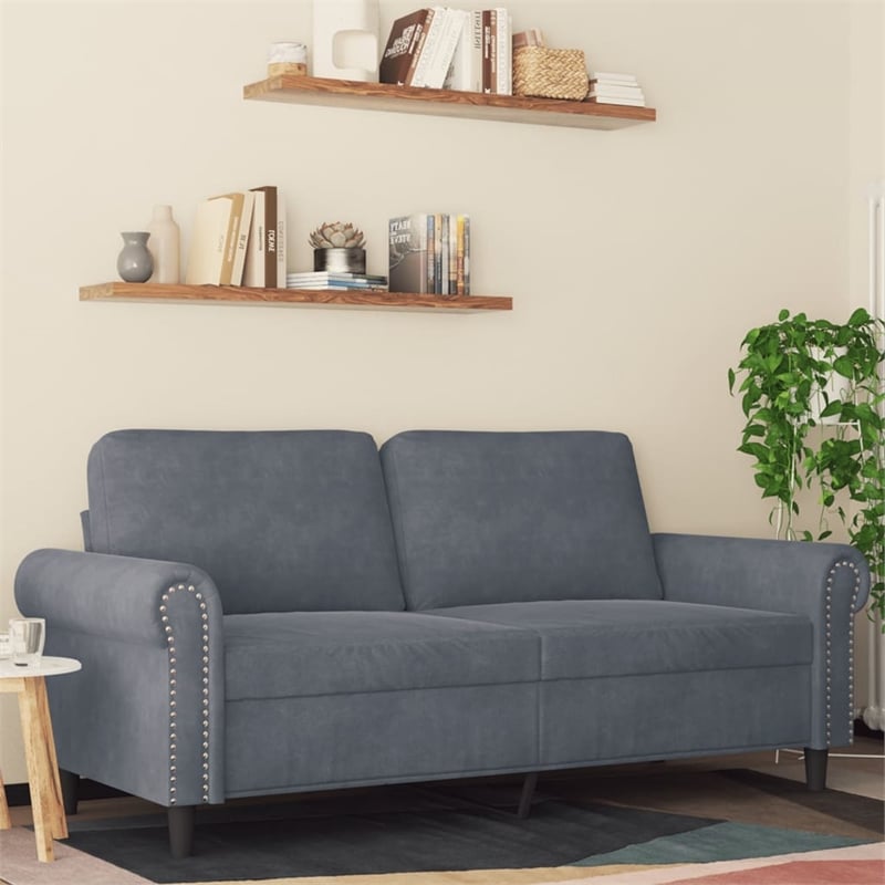 Vidaxl Metal 2-Seater Sofa in Dark Gray Polyester