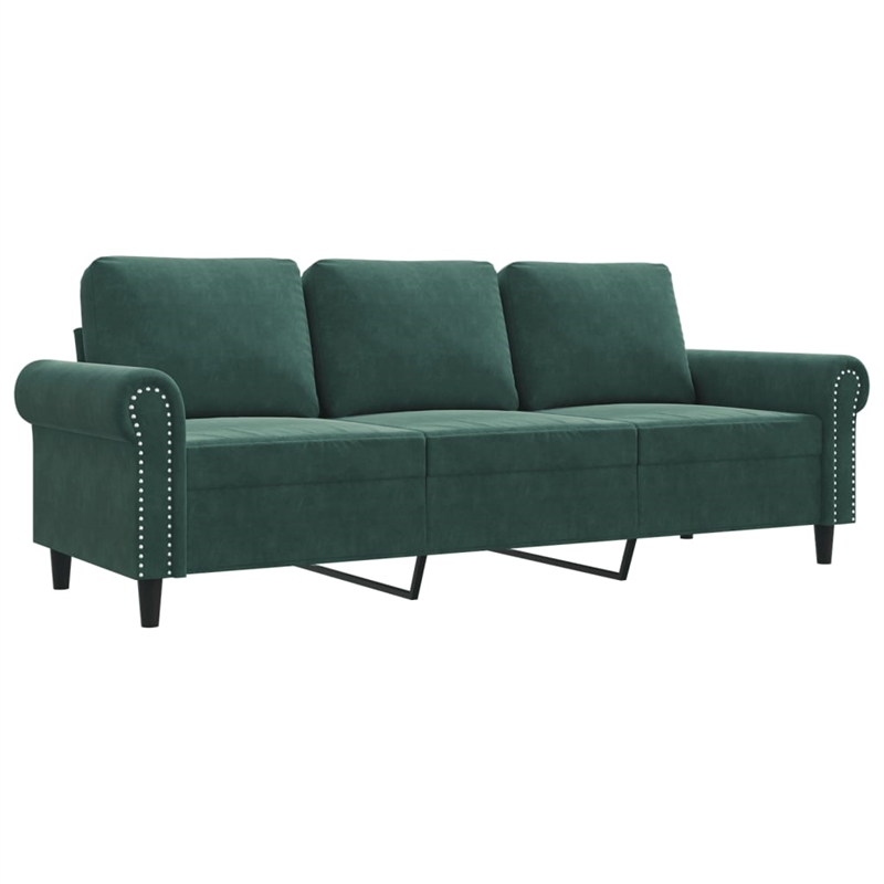 Vidaxl Metal 3-Seater Sofa in Dark Green Velvet