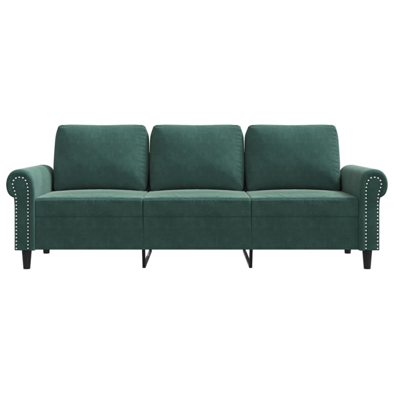 Vidaxl Metal 3-Seater Sofa in Dark Green Velvet
