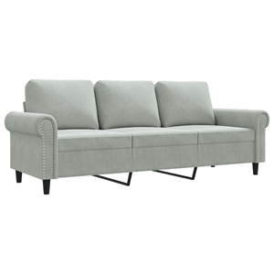 Vidaxl Metal 3-Seater Sofa in Light Grey Polyester