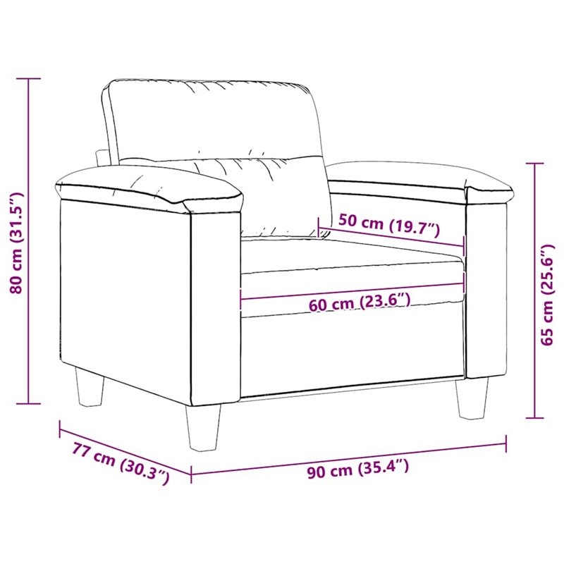 Vidaxl Single Sofa Chair in Light Grey Microfiber