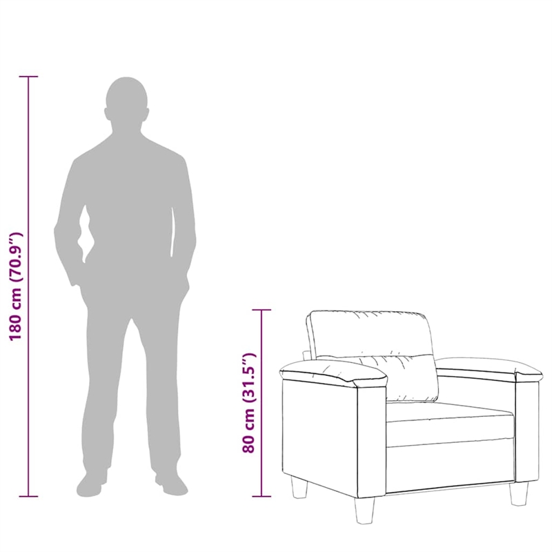 Vidaxl Single Sofa Chair in Light Grey Microfiber