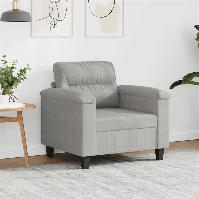 Vidaxl Single Sofa Chair in Light Grey Microfiber
