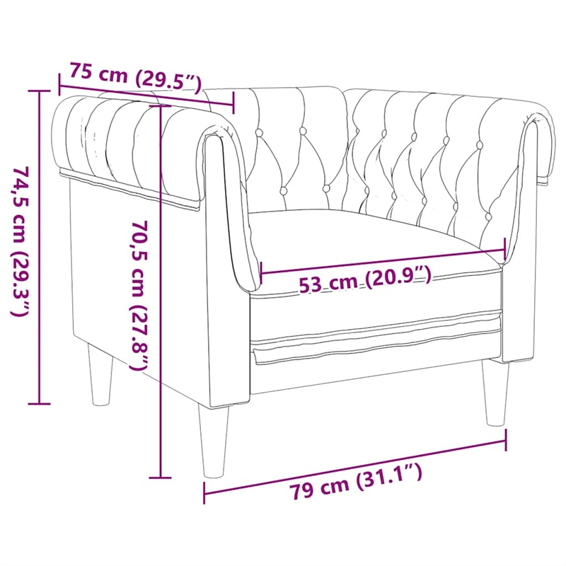 Vidaxl Chesterfield Single Sofa Chair in Brown