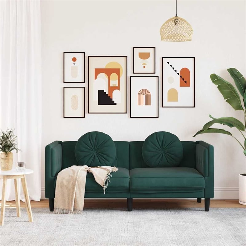 Vidaxl Sofa in Dark Green Polyester