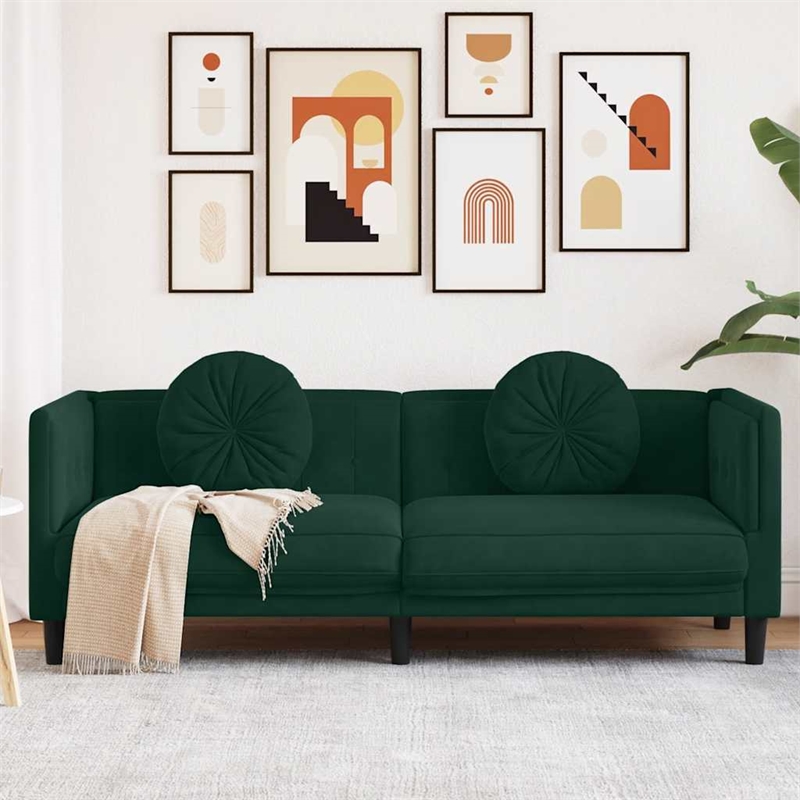 Vidaxl Sofa in Dark Green Polyester Velvet