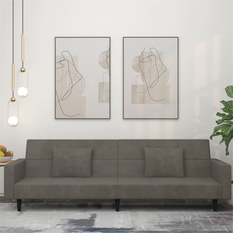 Vidaxl 2-Seater Sofa Bed in Dark Gray Polyester Velvet