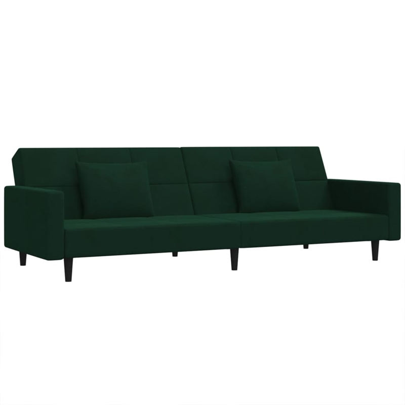 Vidaxl 2-Seater Sofa Bed in Dark Green Polyester Velvet