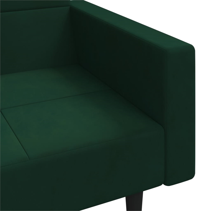 Vidaxl 2-Seater Sofa Bed in Dark Green Polyester Velvet