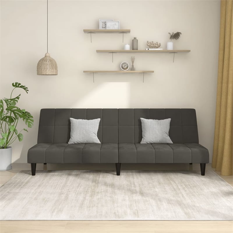 Vidaxl Sofa Bed in Dark Grey Polyester Velvet