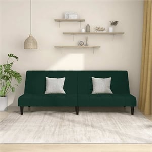 Vidaxl Sofa Bed in Dark Green Polyester Velvet