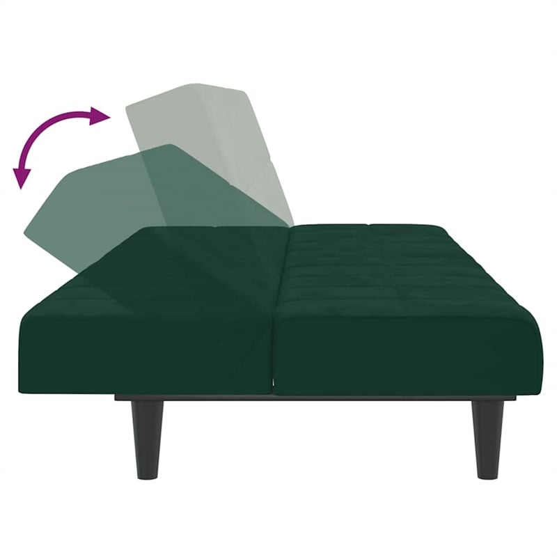 Vidaxl Sofa Bed in Dark Green Polyester Velvet