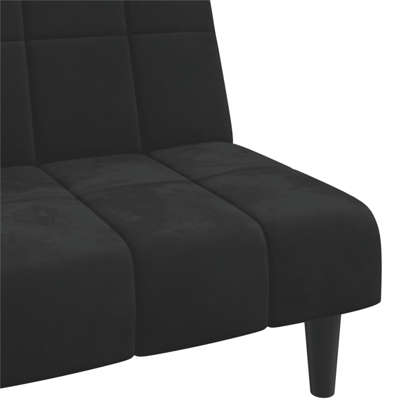Vidaxl 2-Seater Sofa Bed in Black Polyester Velvet