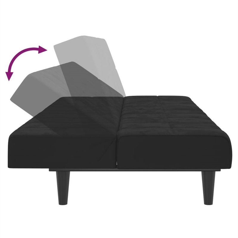 Vidaxl 2-Seater Sofa Bed in Black Polyester Velvet
