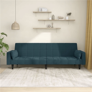 Vidaxl 2-Seater Sofa Bed in Blue Polyester Velvet