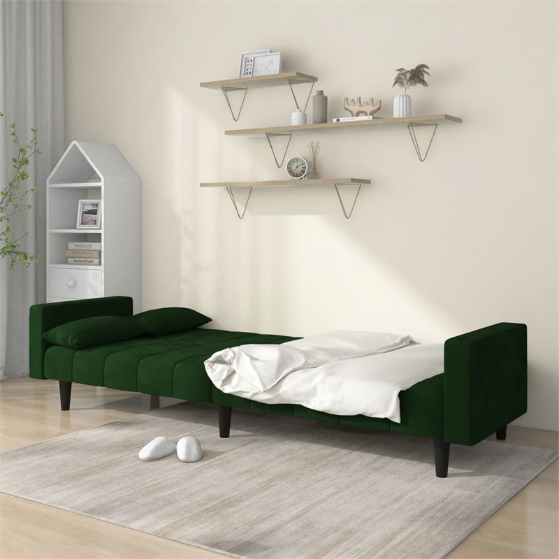 Vidaxl 2-Seater Sofa Bed in Dark Green Velvet