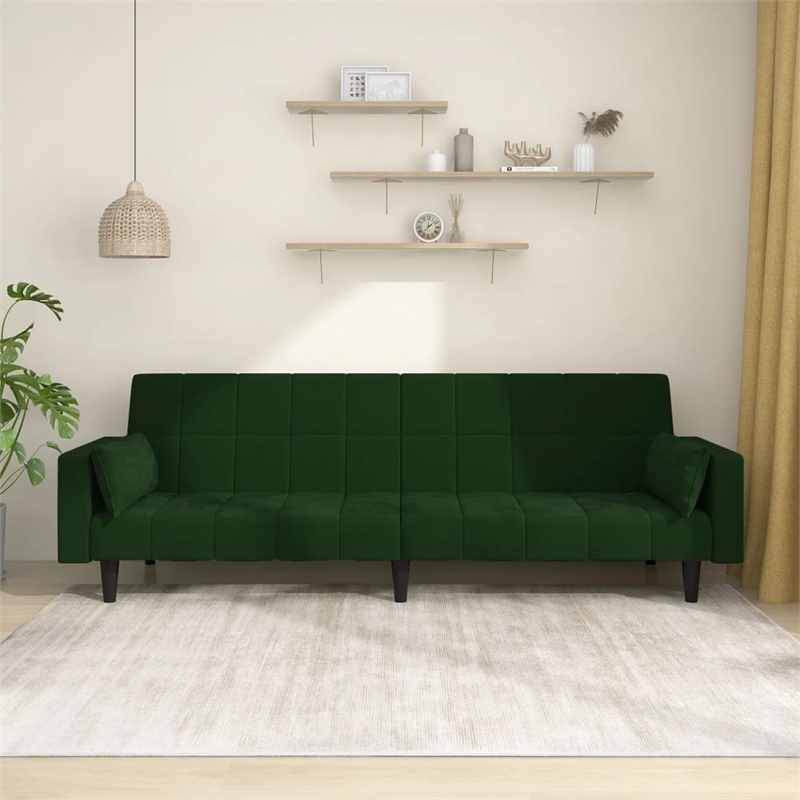 Vidaxl 2-Seater Sofa Bed in Dark Green Velvet
