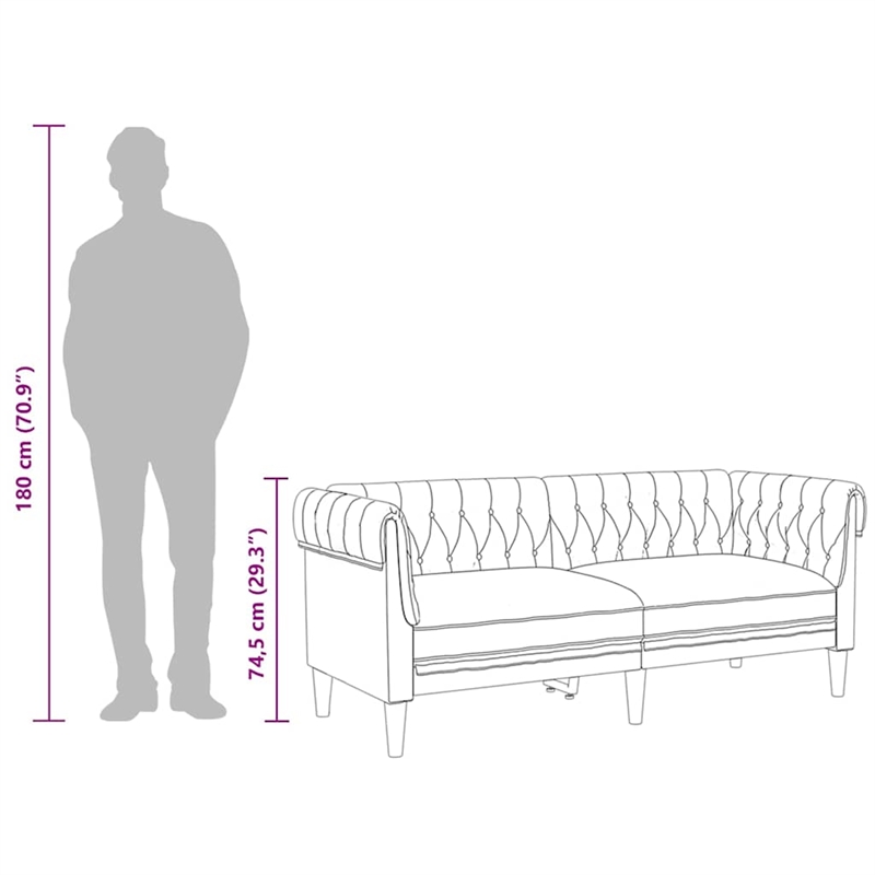 Vidaxl Chesterfield Sofa in Dark Grey Polyester