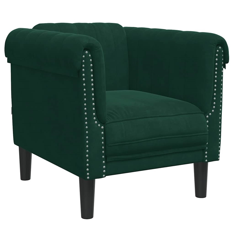 Vidaxl Single Sofa Chair in Dark Green Polyester