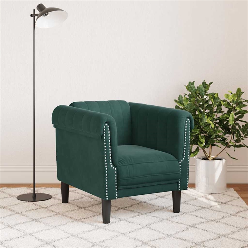 Vidaxl Single Sofa Chair in Dark Green Polyester