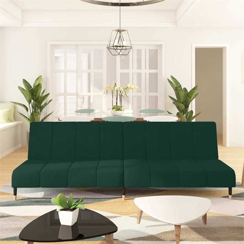 Vidaxl Metal Sofa Bed in Dark Green Velvet