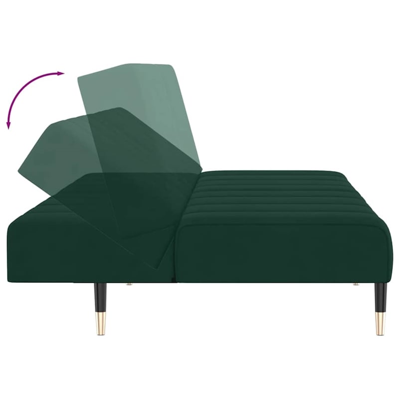 Vidaxl Metal Sofa Bed in Dark Green Velvet