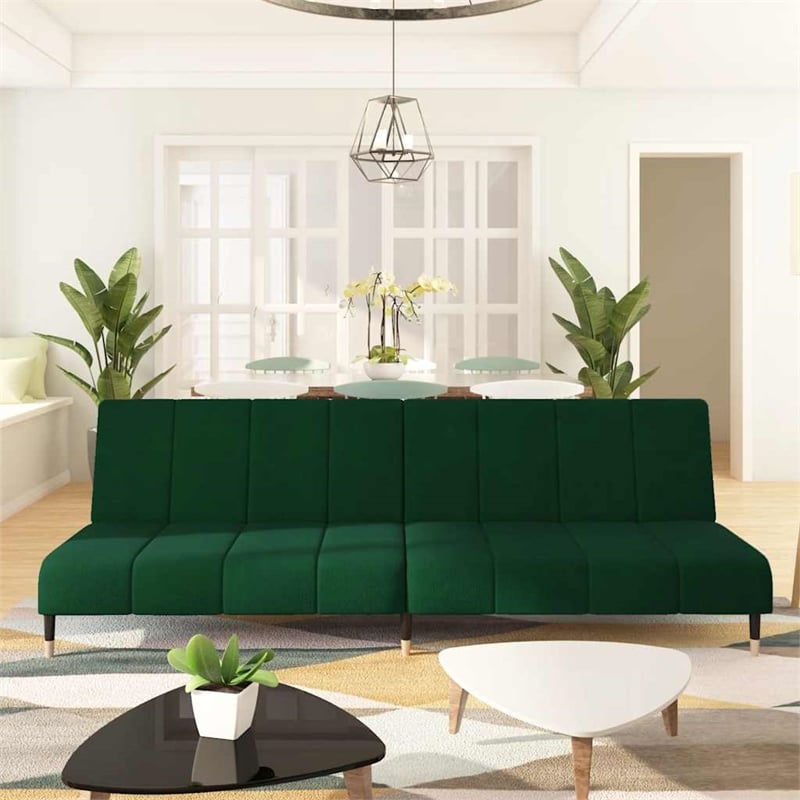 Vidaxl Metal Sofa Bed in Dark Green Velvet
