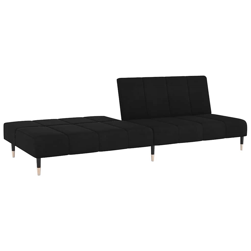 Vidaxl Metal 2-Seater Sofa Bed in Black Polyester Velvet
