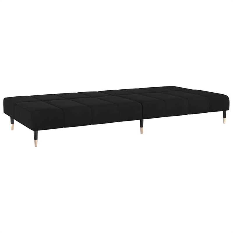 Vidaxl Metal 2-Seater Sofa Bed in Black Polyester Velvet