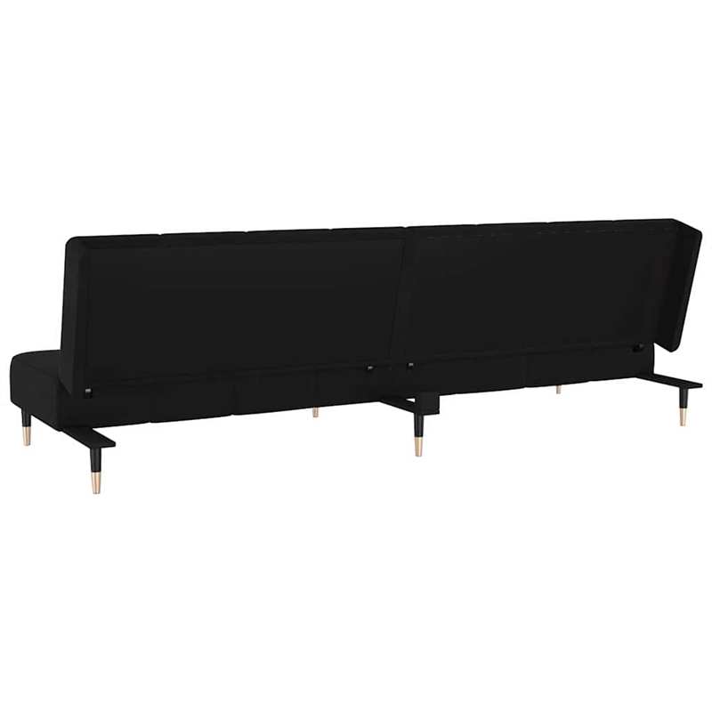Vidaxl Metal 2-Seater Sofa Bed in Black Polyester Velvet