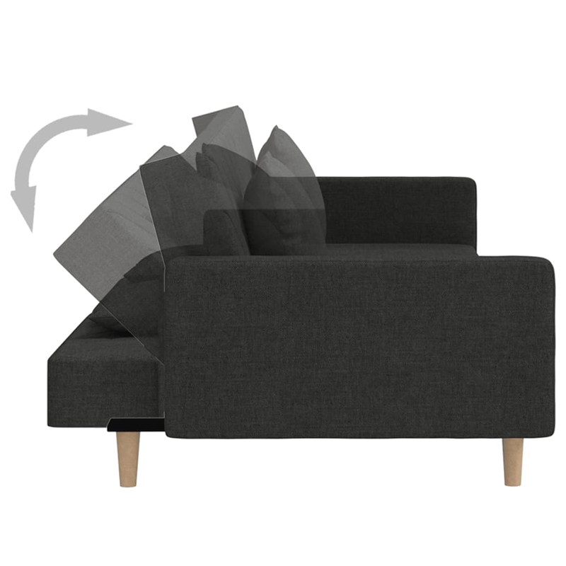 Vidaxl Metal 2-Seater Sofa Bed in Black Fabric