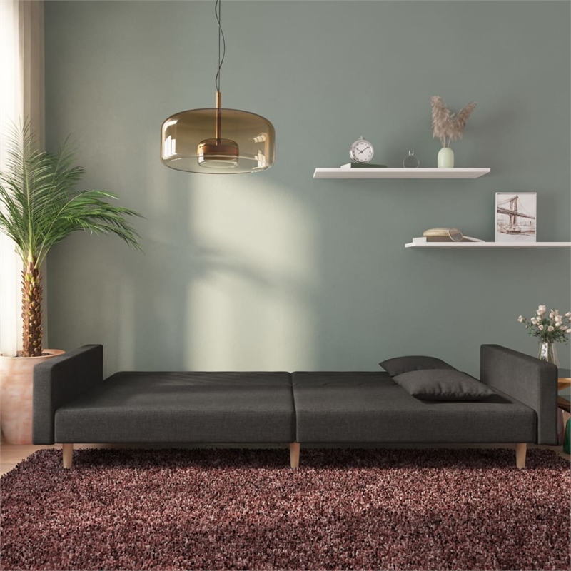 Vidaxl Metal 2-Seater Sofa Bed in Black Fabric