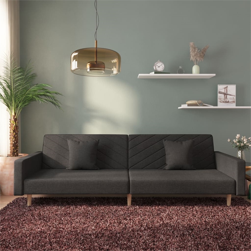 Vidaxl Metal 2-Seater Sofa Bed in Black Fabric