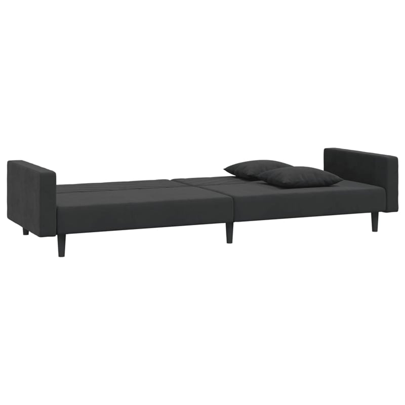 Vidaxl Sofa Bed in Black Velvet Polyester Velvet
