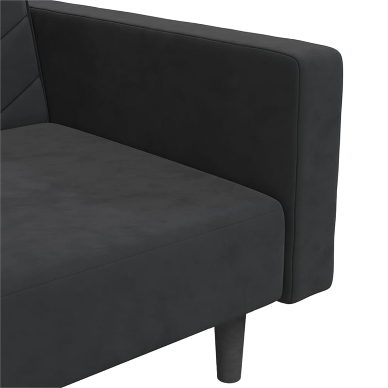 Vidaxl Sofa Bed in Black Velvet Polyester Velvet