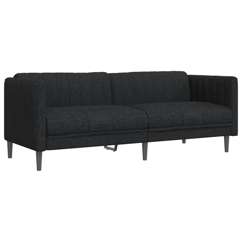 Vidaxl 3-Seater Rectangular Modern Durable Sofa in Black Polyester