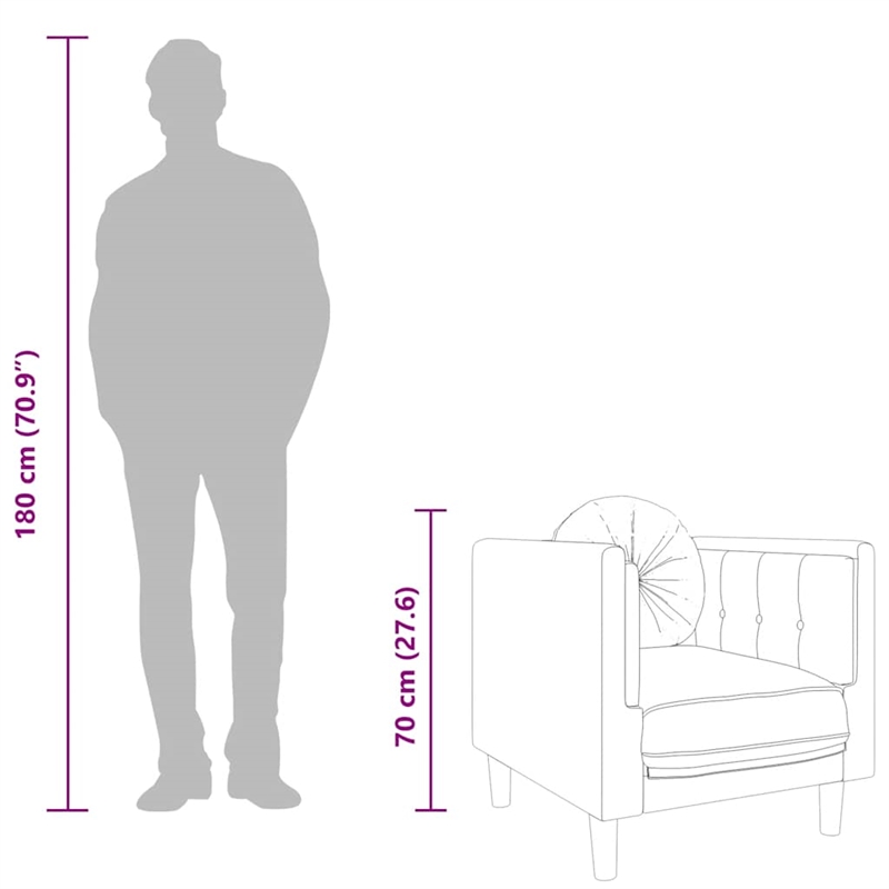 Vidaxl Single Sofa Chair in Brown Faux Suede Leather