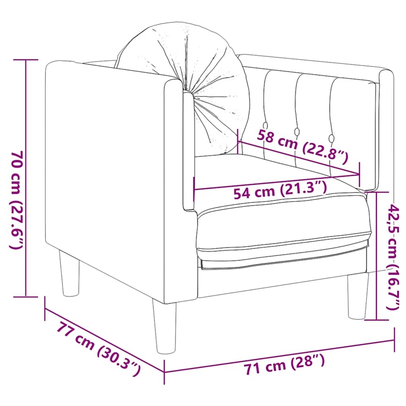 Vidaxl Single Sofa Chair in Brown Faux Suede Leather