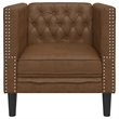 Vidaxl Chesterfield Single Sofa Chair in Brown Faux Suede Leather