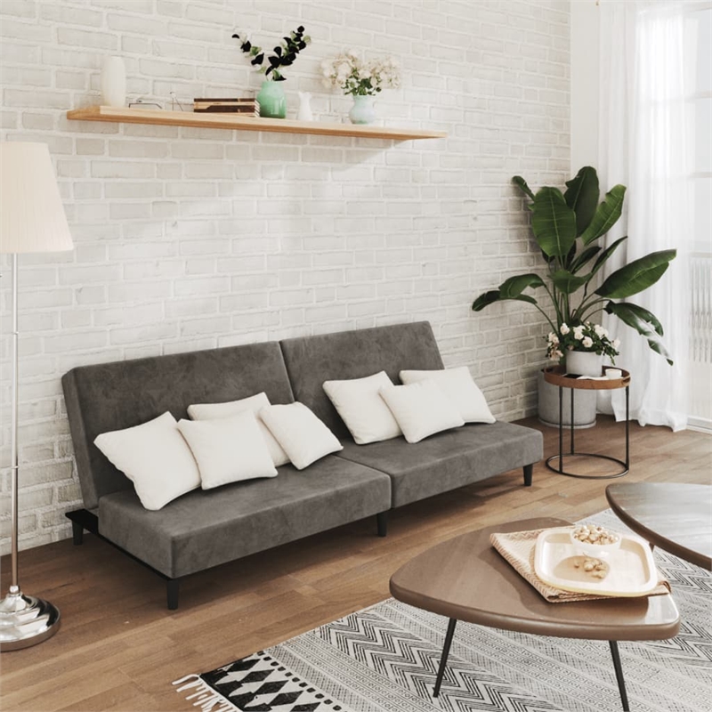 Vidaxl Sofa Bed in Dark Gray Polyester Velvet