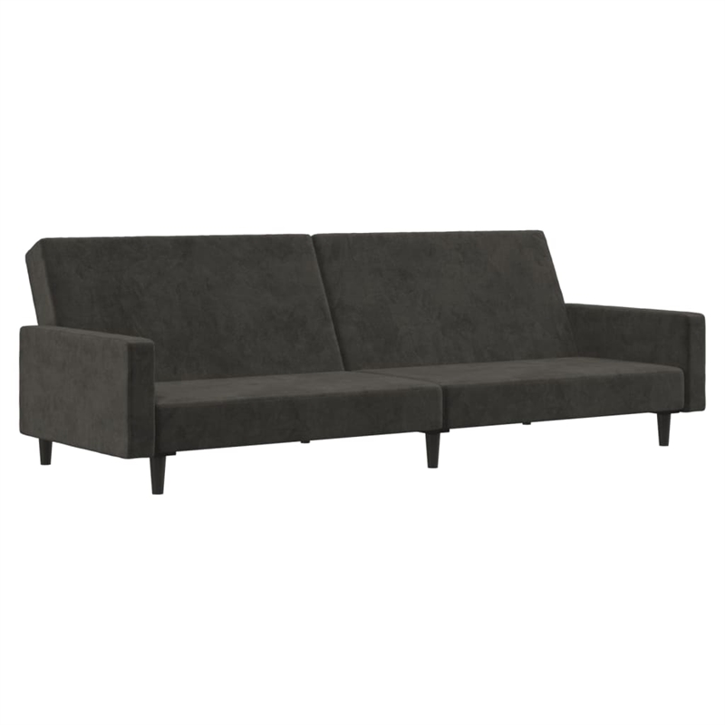 Vidaxl 2-Seater Sofa Bed in Dark Grey Polyester Velvet