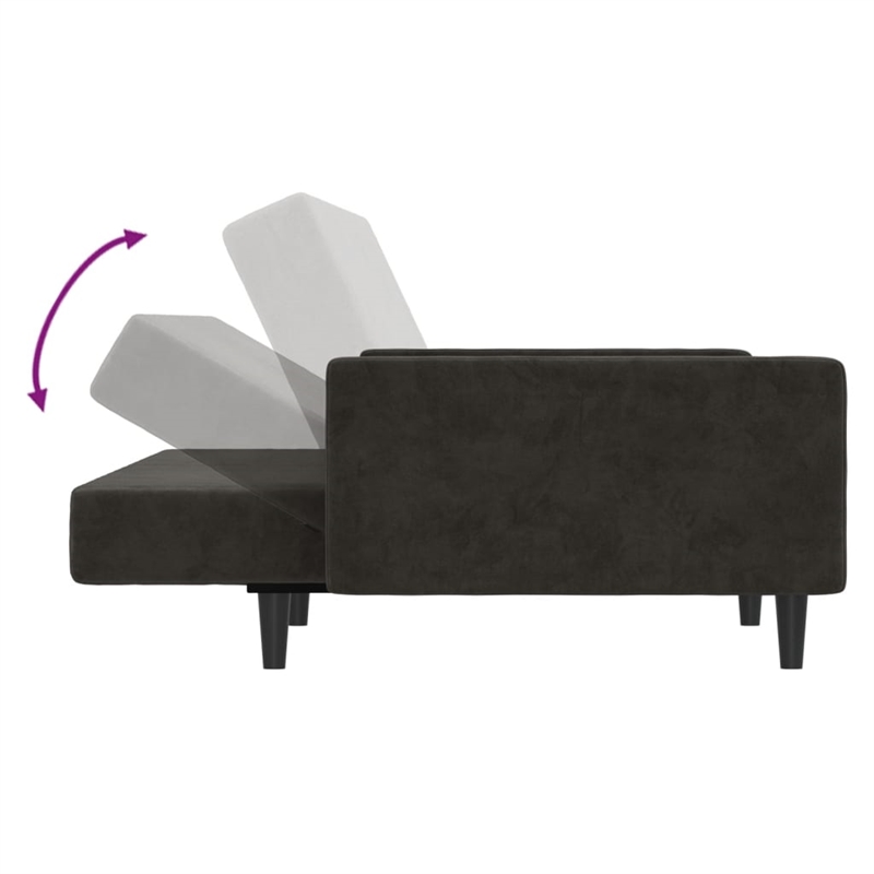 Vidaxl 2-Seater Sofa Bed in Dark Grey Polyester Velvet