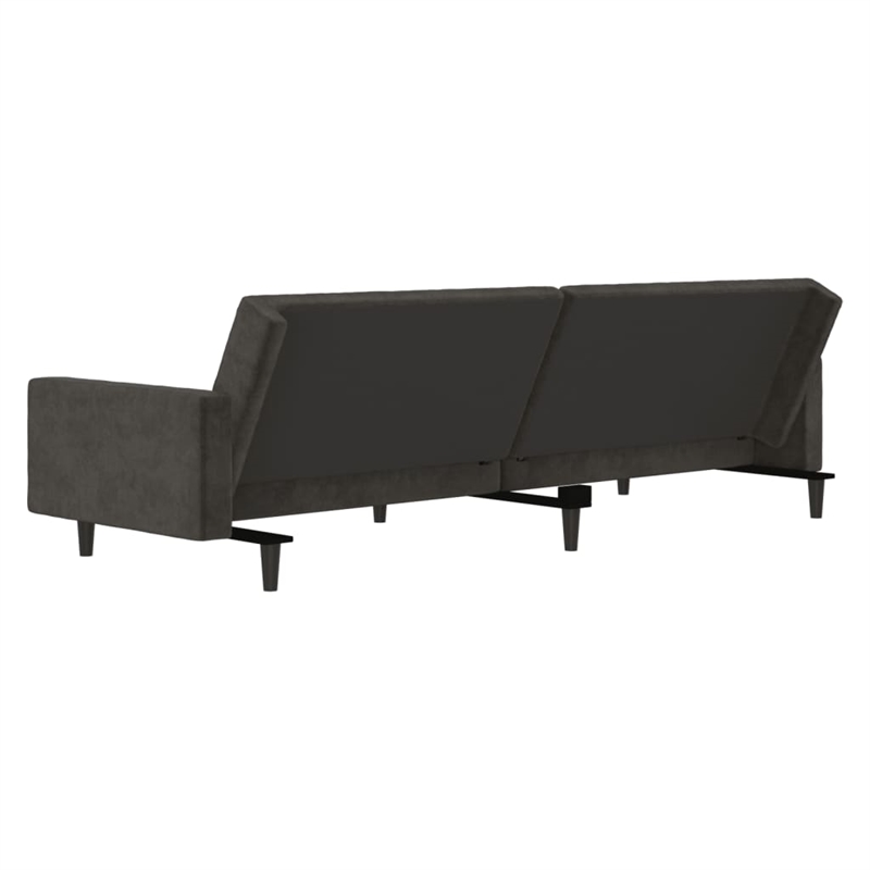 Vidaxl 2-Seater Sofa Bed in Dark Grey Polyester Velvet