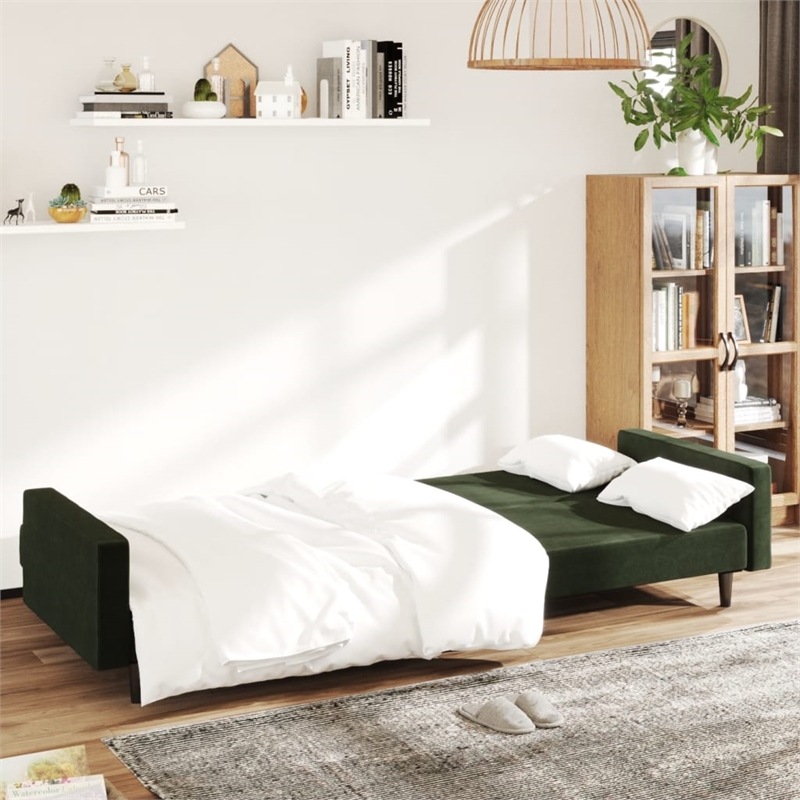 Vidaxl Standard Sofa Bed in Dark Green Velvet