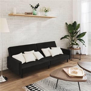 Vidaxl Medium Sofa Bed in Black Polyester Velvet
