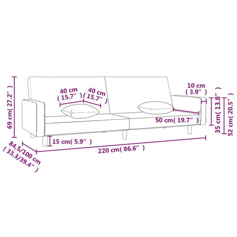 Vidaxl Sofa Bed in Dark Grey Fabric Polyester