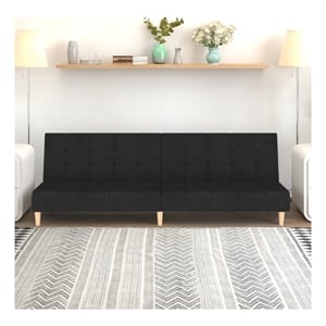 Vidaxl 2-Seater Sofa Bed in Black Polyester Fabric